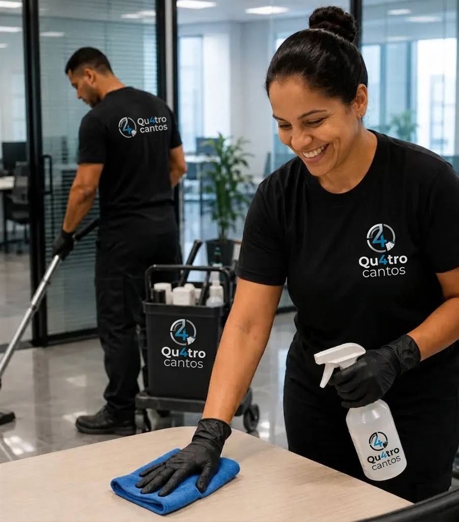 Equipe uniformizada Qu4tro Cantos em atendimento